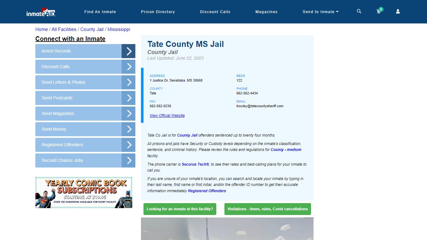 Tate County MS Jail - Inmate Locator - Senatobia, MS